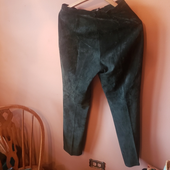 Vtg Lauren Ralph Lauren Green Suede 2 pc Leather Suit Jacket + Pants set - Picture 13 of 16